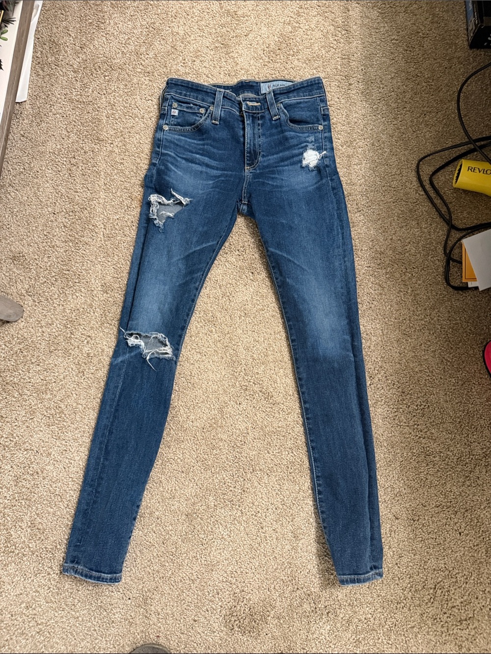 Ag jeans dark blue size 24  Blue Distressed Women's Skinny Jeans